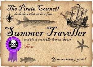 Free printable pirate certificate - summer traveller