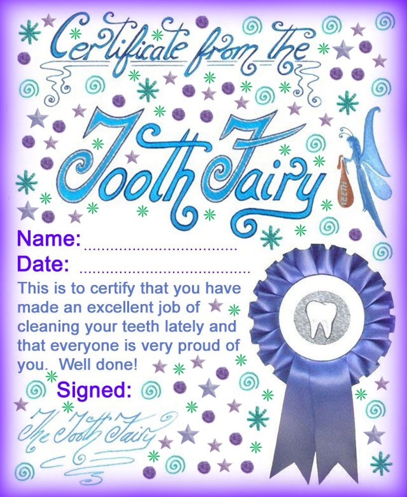 Tooth Fairy Certificate: Well Done for Cleaning Your Teeth! | Rooftop