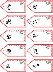 Get PDF of Father Christmas letter name tags K-T