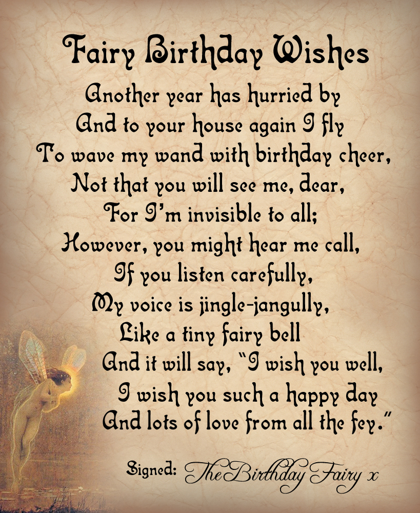 Fairy Birthday Wishes - Rooftop Post Printables