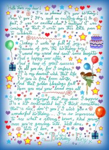 Birthday Fairy Letter with Poem for a Boy