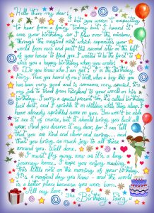 Letter from the Birthday Fairy (for a boy)