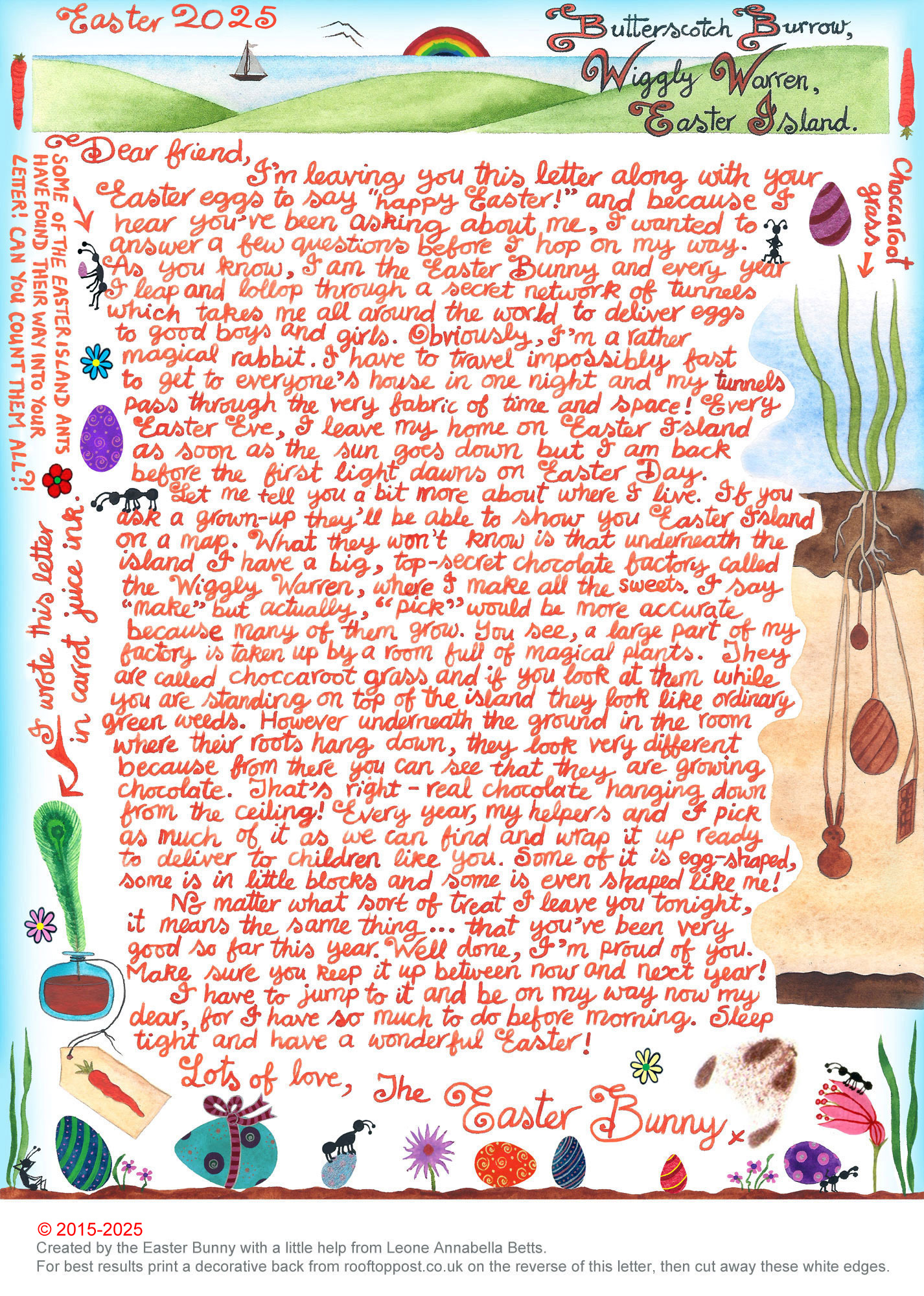 Easter Bunny Letter: My Secret Chocolate Factory by Leone Annabella Betts