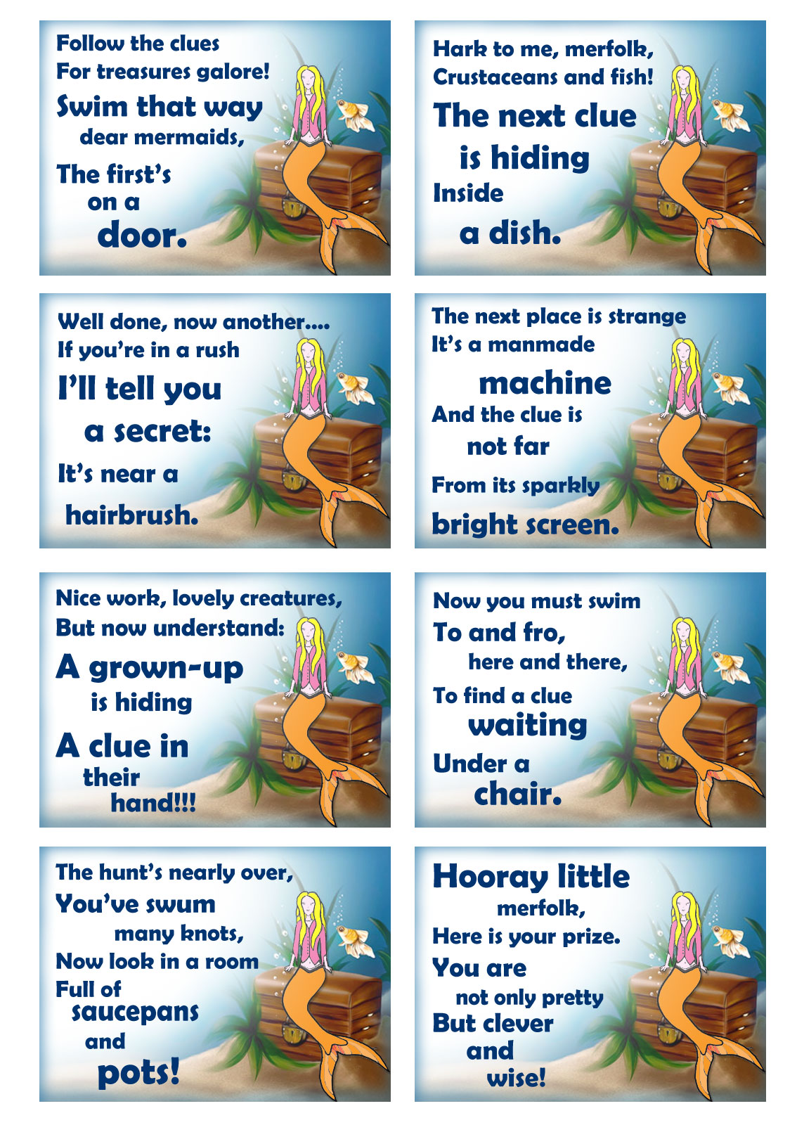 Birthday Treasure Hunt Clues Free Printable