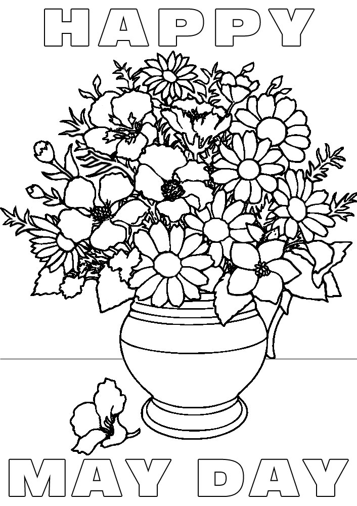 Happy May Day! Vase of Flowers Colouring Rooftop Post Printables