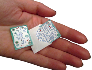 Photograph of a miniature Tooth Fairy letter being held in someone's hand. 