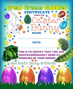 Award from the Easter Bunny to say well done for gobbling up your greens!