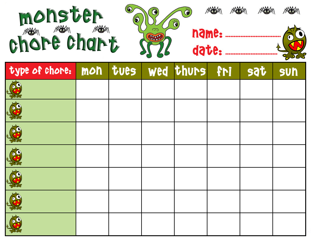 Chore Chart Template Boy