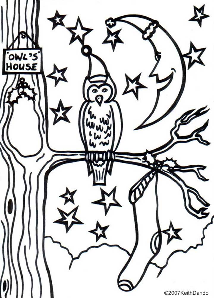 Download Printable Colouring: Christmas Eve Owl | Rooftop Post Printables