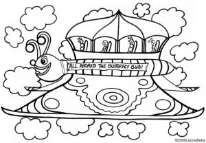 Colouring in page of a butterfly bs which flies around Fairyland