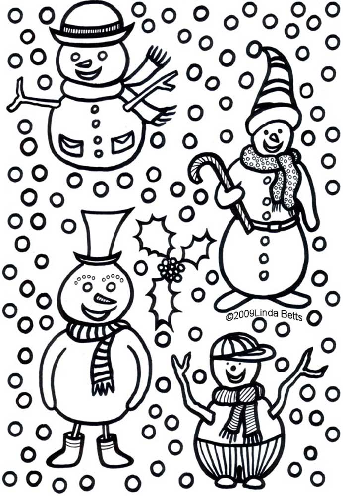 Four snowmen and a lot of snowflakes - designed by Linda Betts