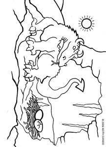 Colouring in picture of a dragon and her eggs by Keith dando