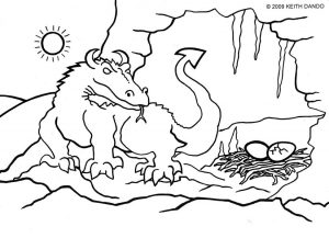 Colouring in picture of a dragon and her eggs by Keith dando