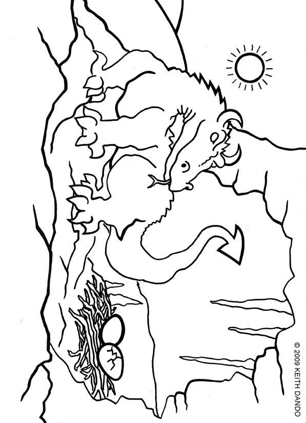Colouring in picture of a dragon and her eggs by Keith dando