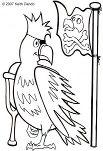 Printable colouring of a pirate's parrot by Keith Dando