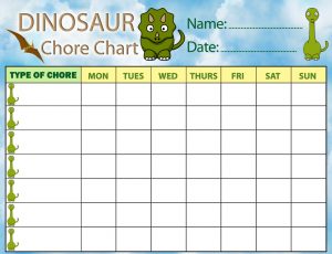 Printable dinosaur chore chart for children