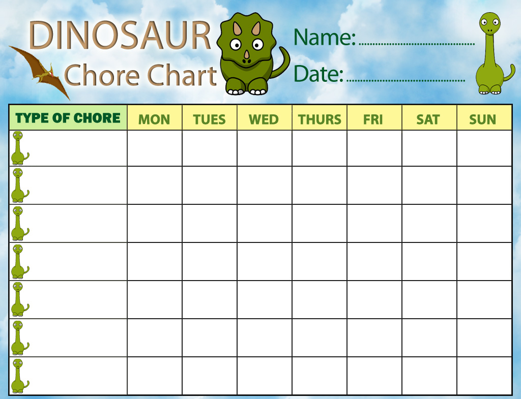 Dinosaur Chore Chart Rooftop Post Printables