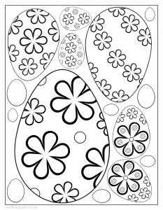 Flowery Easter eggs for kids to colour in