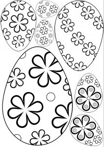 Flowery Easter eggs for kids to colour in