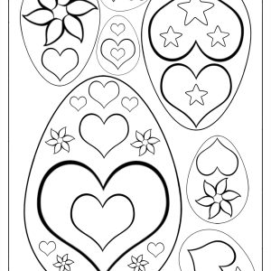 Easter egg templates with a heart pattern - great for kids to colour in