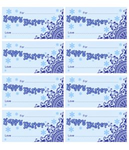 Blue gift tags to print for Easter