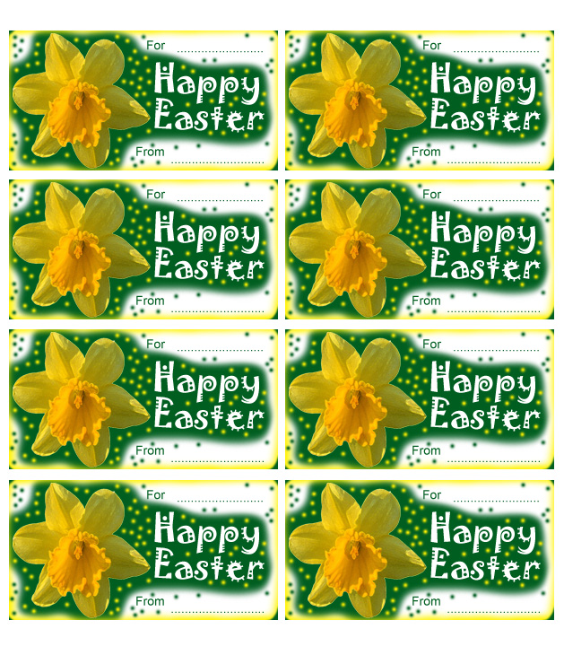 Printable Easter gift tags with a daffodil design