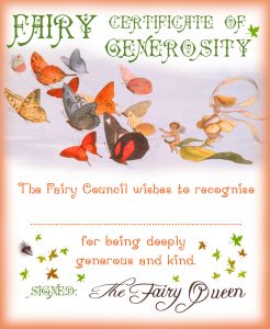 Free printable Fairy Certificate of Generosity for your child