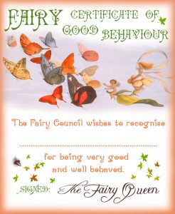 Printable Fairy Certificate for a child who has been good