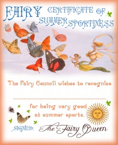 Free printable Fairy Certificate of Summer Sportiness for your child