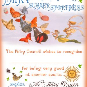 Free printable Fairy Certificate of Summer Sportiness for your child