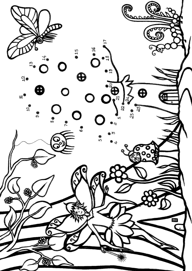 Join the dots and colour in this fairy's house