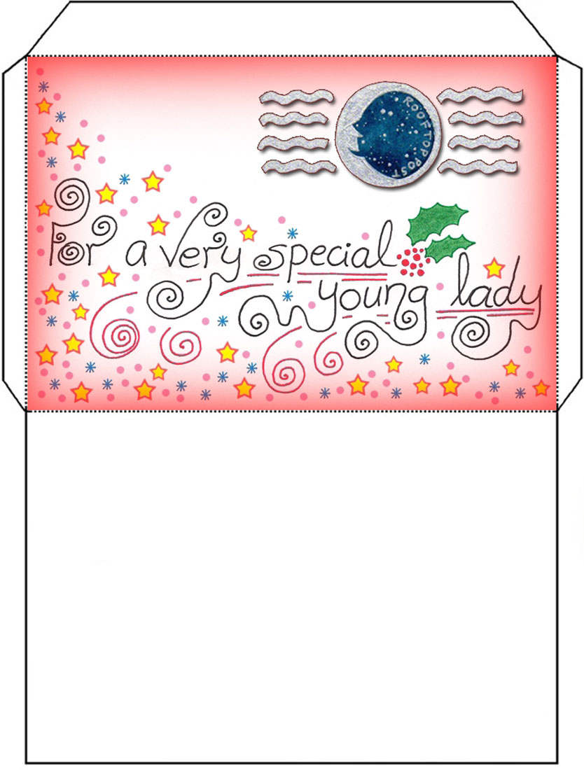 Father Christmas Santa Letter Envelope For A Girl Rooftop Post Printables