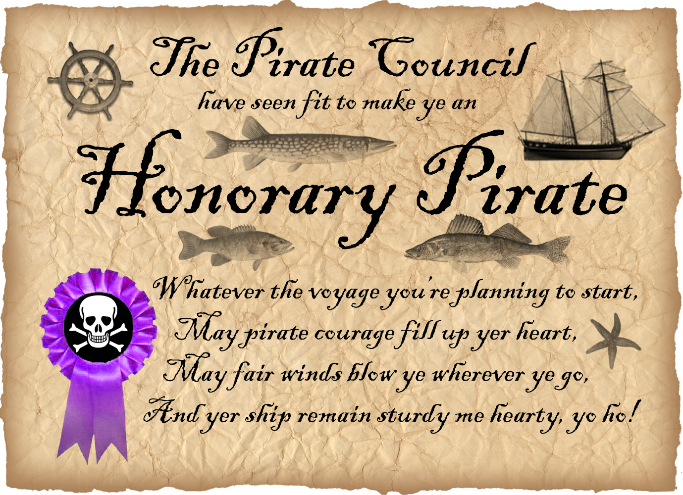 Printable Pirate Certificate: Honorary Pirate
