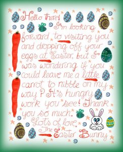 Note from the Easter Bunny asking if you'll leave him a carrot