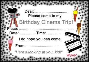 Printable invitation to a birthday cinema trip