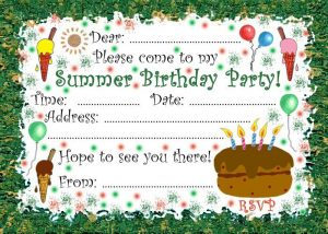 Printable invitation to a summer birthday party