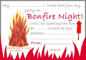 A printable invitation to a bonfire night party