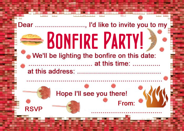 Bonfire Party Invitation.