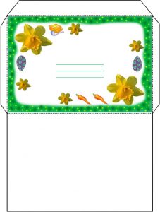 An envelope which matches our invitation to Easter Lunch