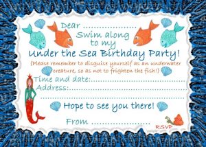Invitation for an Under the Sea Birthday Party