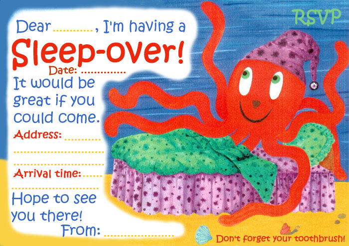 Invitation to a sleep-over
