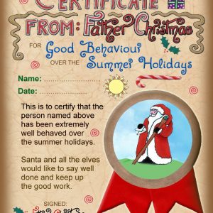 A certificate from Father Christmas to say well done for good behaviour over the summer holidays