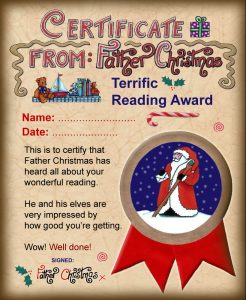 Reading award from Father Christmas
