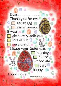 Printable thank you note for easter eggs and gifts