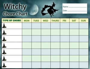 Printable witchy chore chart for kids