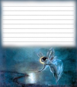 Beautiful blue fairy notepaper - free to print for your child.