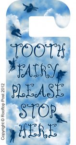 Printable door hanger asking the Tooth Fairy to stop by