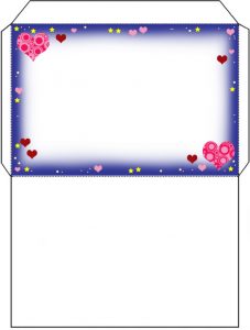 Printable envelope with a fairy and hearts design