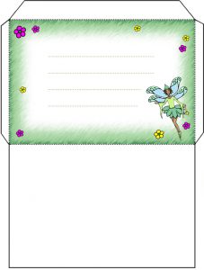 Printable green fairy envelope