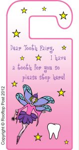 Printable door hanger asking the Tooth Fairy to stop and collect a tooth